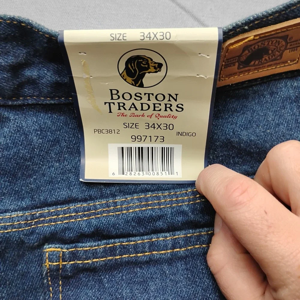Boston Traders Mens Flannel Lined Carpenter Jeans Indigo Blue 34x30